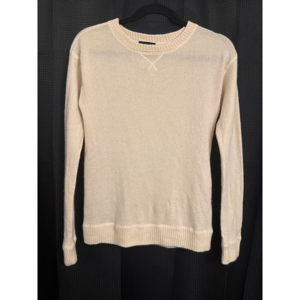 Lord & Taylor 100% Cashmere Crewneck Sweater Cream Ivory Minimalist Sz M